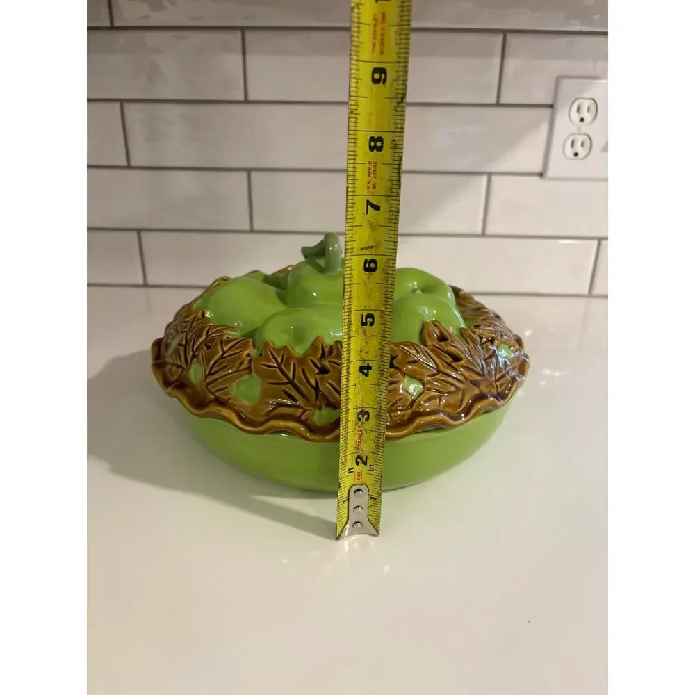 Vintage Ceramic Green Apple Pie Dish